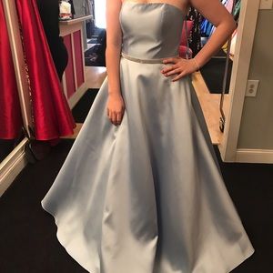 NEW blue strapless/removable strap prom dress
